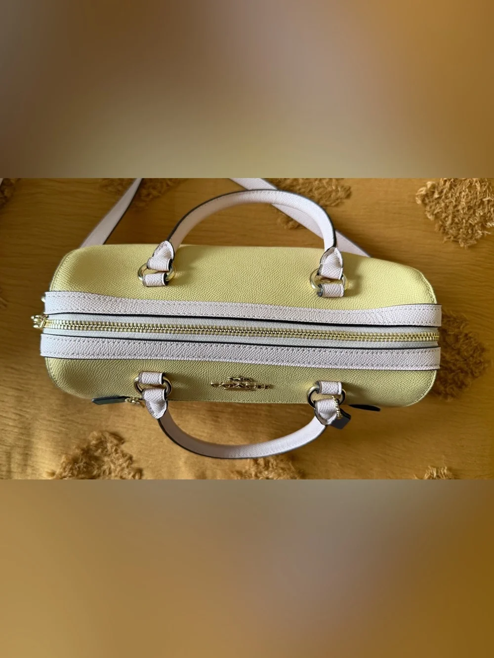 Coach Colorblock Pebble Leather Rowan Satchel in Vanilla Cream - Picture 4 of 10